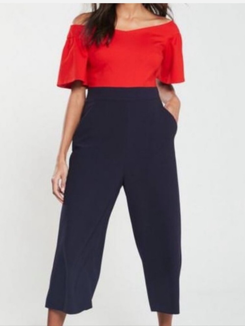 Ted Baker Juliaaa Colorblock Off Shoulder Wide Leg Jumpsuit NWOT Us Size 6